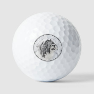 Bearded Collie Zeichnend - Niedliche Original Hund Golfball