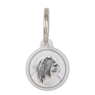 Bearded Collie Zeichnend - Niedliche Original Hund Haustiermarke