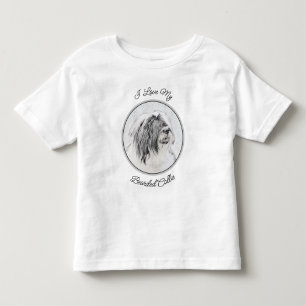 Bearded Collie Zeichnend - Niedliche Original Hund Kleinkind T-shirt