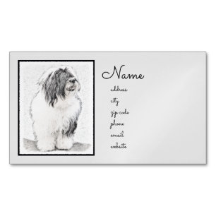 Bearded Collie Zeichnend - Niedliche Original Hund Magnetische Visitenkarte