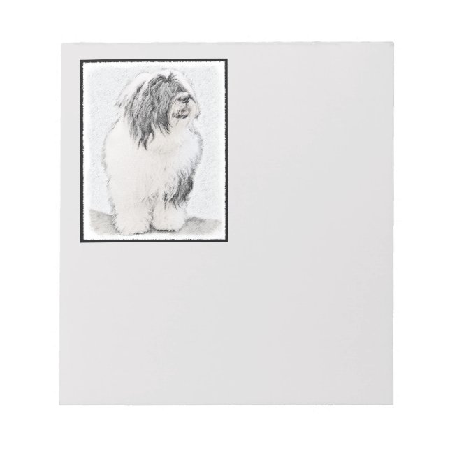 Bearded Collie Zeichnend - Niedliche Original Hund Notizblock (Vorderseite)
