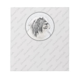 Bearded Collie Zeichnend - Niedliche Original Hund Notizblock