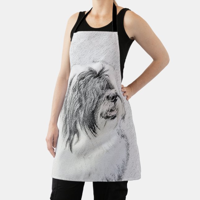 Bearded Collie Zeichnend - Niedliche Original Hund Schürze (InSitu)