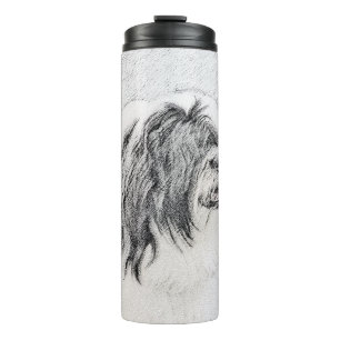 Bearded Collie Zeichnend - Niedliche Original Hund Thermosbecher