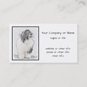 Bearded Collie Zeichnend - Niedliche Original Hund Visitenkarte