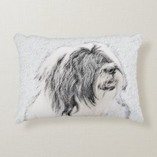 Bearded Collie Zeichnend - Niedliche Original Hund Zierkissen