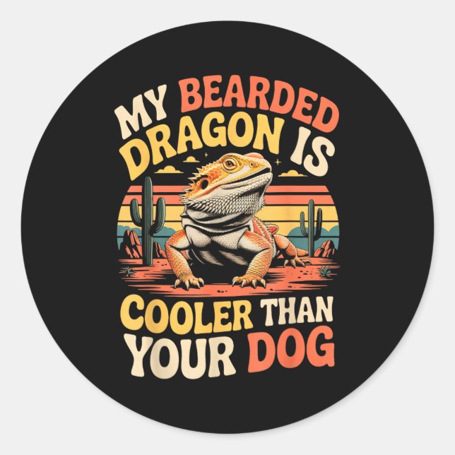 Bearded Dragon Cooler Reptile Animal Beardie Beard Runder Aufkleber (Vorderseite)
