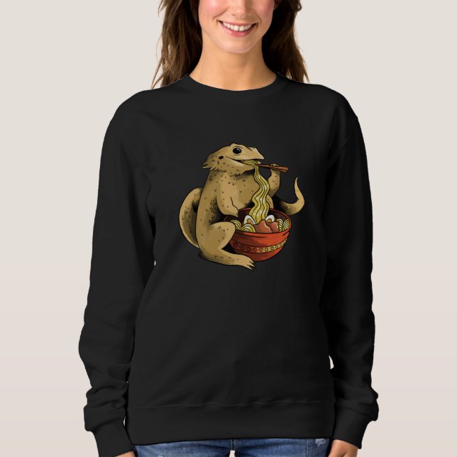 Bearded Dragon Eating Ramen Noodles Kawaii Cute Fu Sweatshirt (Vorderseite)