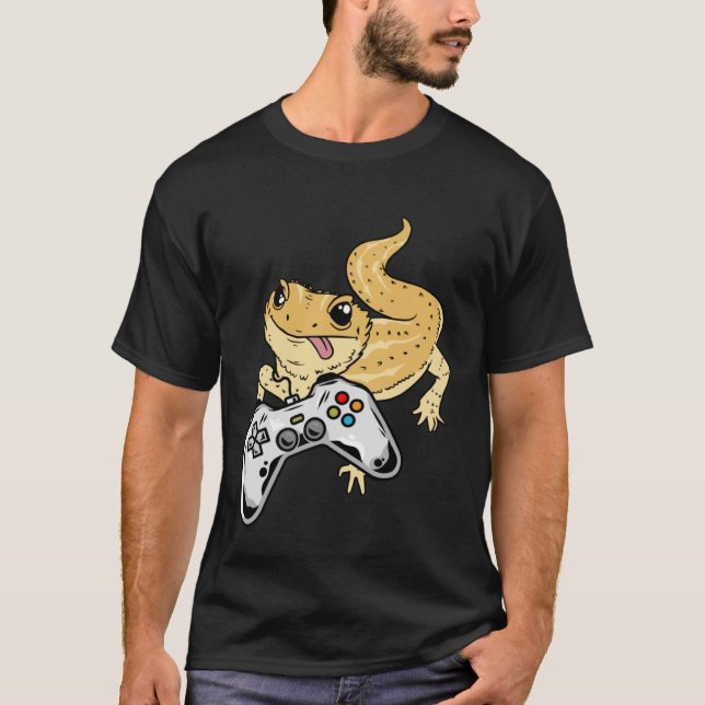 Bearded Dragon Gamer Video Games Lizard Reptile Ga T-Shirt (Vorderseite)
