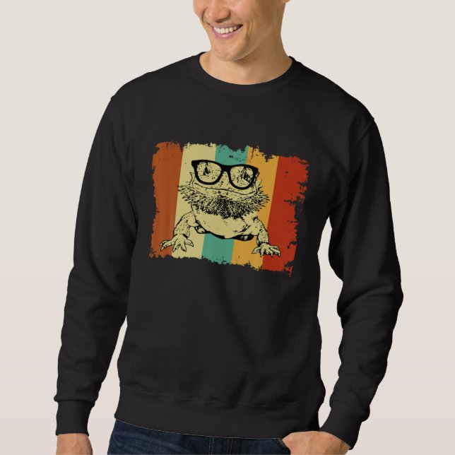 Bearded Dragon Glasses Nerd  Animal Optician Vinta Sweatshirt (Vorderseite)