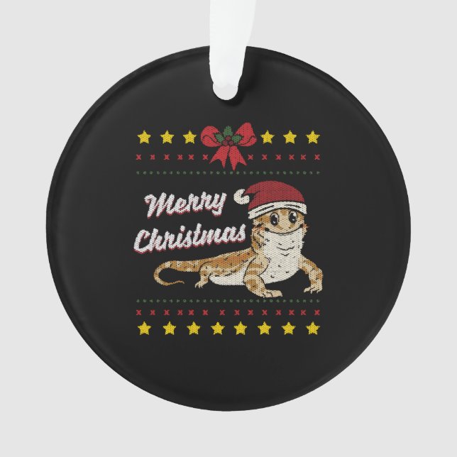 Bearded Dragon Ugly Christmas Lizard Ornament (Vorderseite)