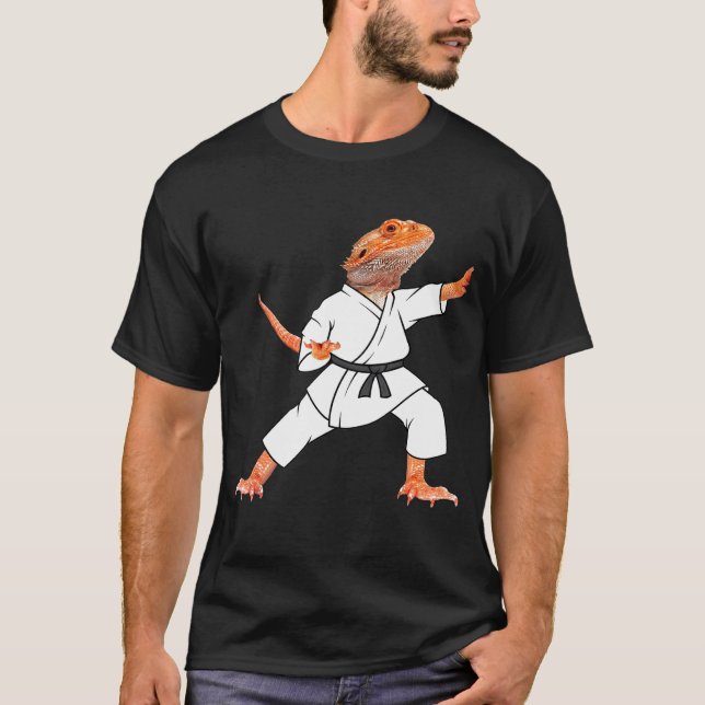 Bearded Dragons Doing Karate Samurai Ninja Lizard T-Shirt (Vorderseite)