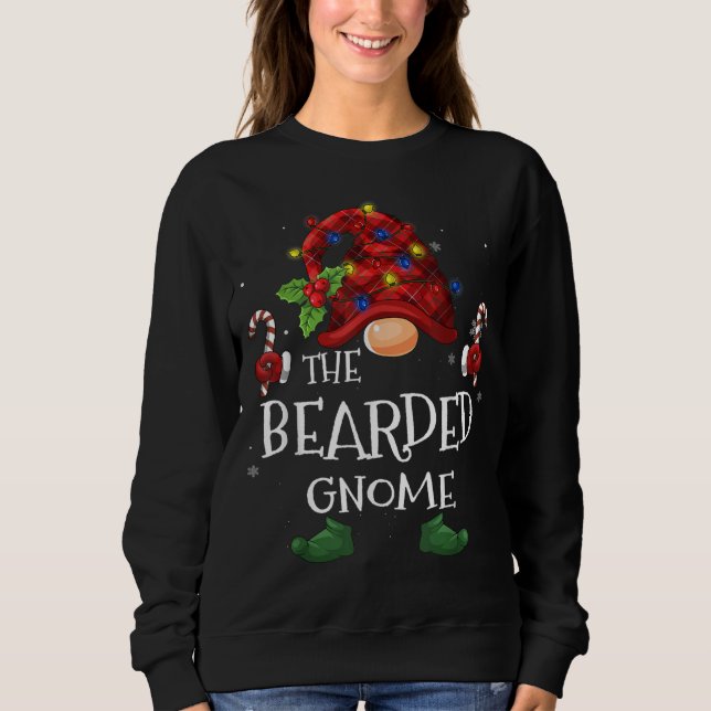 Bearded Elf Buffalo Plaid Christmas Tree Light Sweatshirt (Vorderseite)