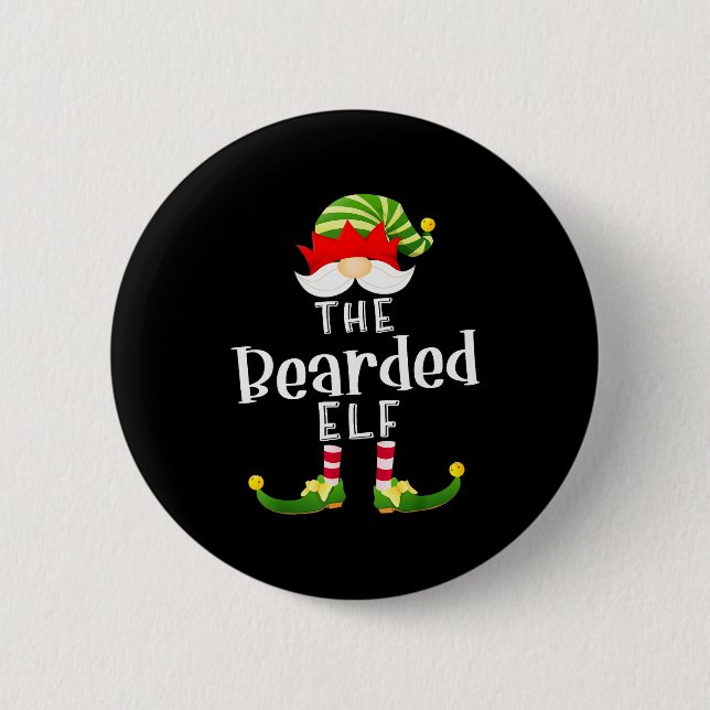 Bearded Elf Group Christmas Funny Pajama Party  Button (Vorderseite)