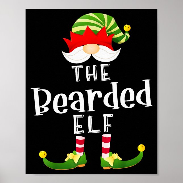 Bearded Elf Group Christmas Funny Pajama Party  Poster (Vorne)