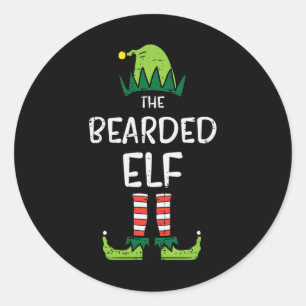 Bearded Elf passt Weihnachten für Familie Onkel Da Runder Aufkleber