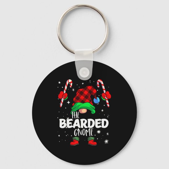 Bearded Gnome Red Buffalo Plaid Matching Family Ch Schlüsselanhänger (Vorderseite)