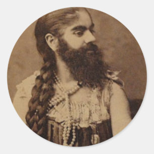 Bearded Lady Runder Aufkleber