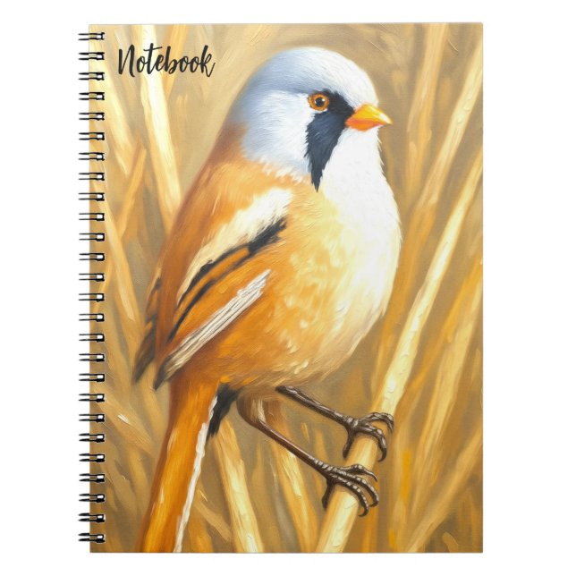 Bearded Reedling Bird Art Notebook | Wildlife Jour Notizblock (Vorderseite)