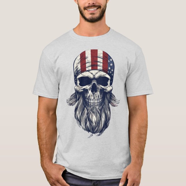 Bearded Skull Patriotic American Football Shirt (Vorderseite)