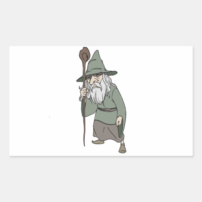 Bearded Wizard mit Assistenten Rechteckiger Aufkleber (Vorderseite)