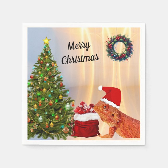 Beardie-Claus Bartded Dragon Serviette (Vorderseite)