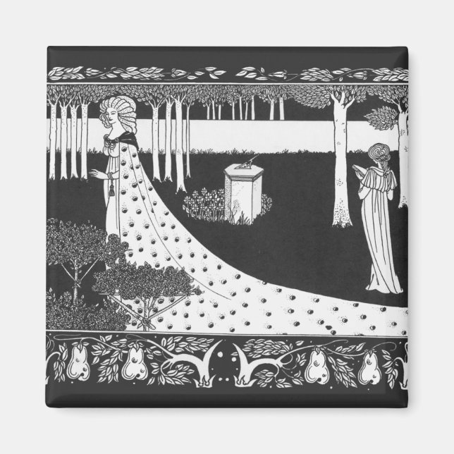 Beardsley Art Nouveau Black and White Woman Magnet (Vorne)