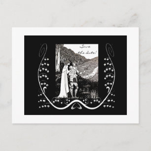 Beardsley Knight & Lady Save the Date Postcard Ankündigungspostkarte