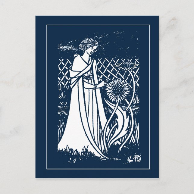 Beardsley Lady & Sonnenblumen Post Card Postkarte (Vorderseite)