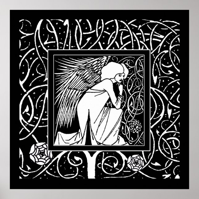 Beardsley Nouveau Angel Poster Print (Vorne)