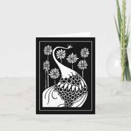 Beardsley Nouveau Peacock Note Card Karte