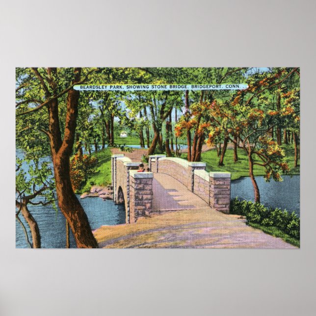 Beardsley Park Blick auf die Stone Bridge Poster (Vorne)