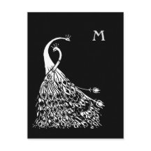 Beardsley Peacocks Paire Monogramme Carte postale