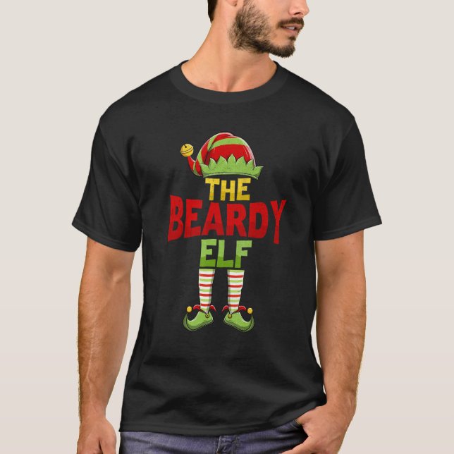 Beardy ELF Family Matching Group Christmas Pajamas T-Shirt (Vorderseite)
