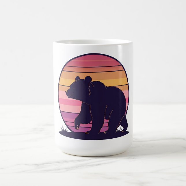 Bearly Awake - Funny Retro Bär Sunset Design Coff Kaffeetasse (Mittel)