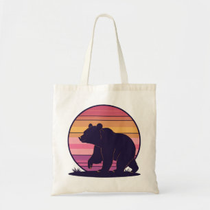 Bearly Awake - Funny Retro Bär Sunset Tragetasche