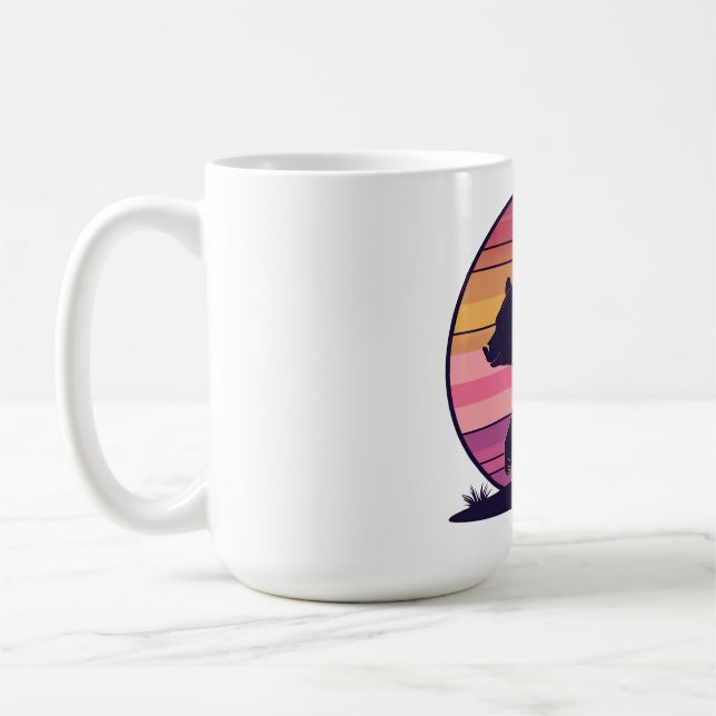 Bearly Awake - Funny Retro Bear Sunset Design Kaffeetasse (Links)