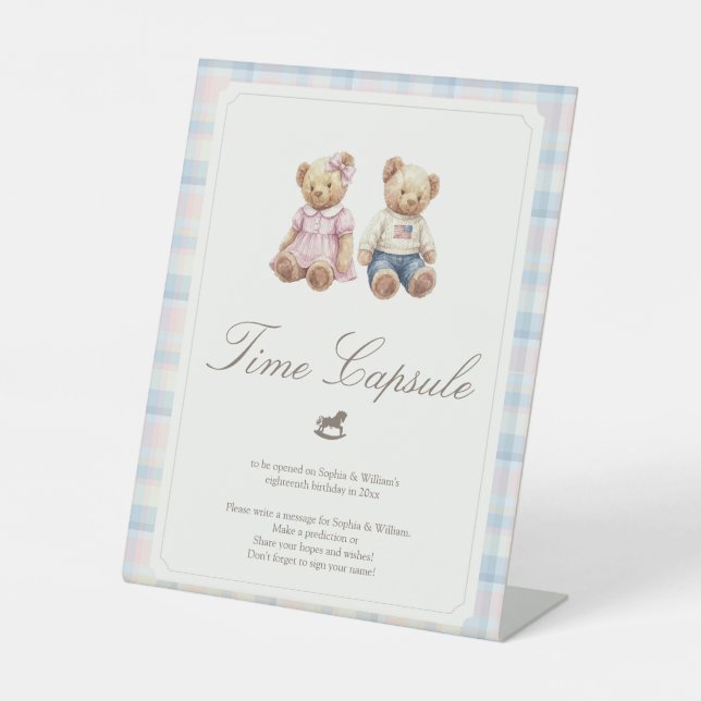 Bearly first birthday Twins  Sockelschild (Vorderseite)