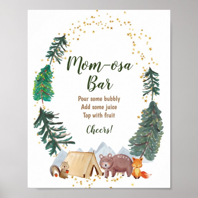 Bearly Wait Baby Dusche Girl Momosa Bar Sign Poster (Vorne)