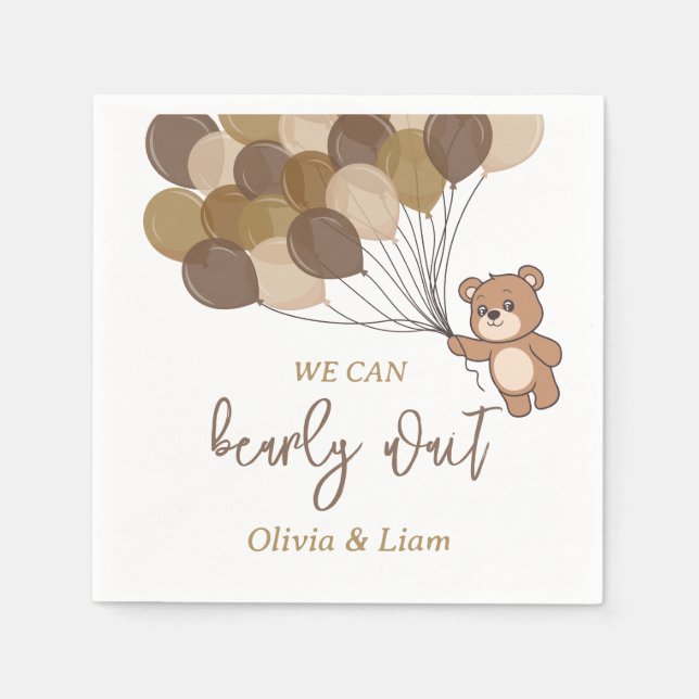 Bearly Wait - Baby Shooting Paper Napkin Serviette (Vorderseite)