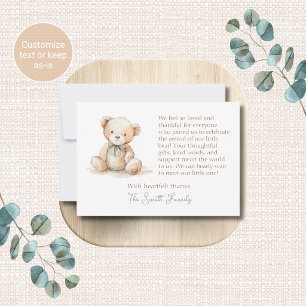 Bearly Wait Baby Shower Dankeskarten Mitteilungskarte