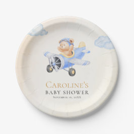 Bearly Wait Baby Shower, Flying Bear Watercolor Pappteller