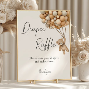 Bearly Wait Baby Shower Windel-Raffel-Schild Poster