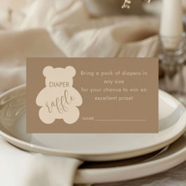 Bearly Wait Beige Baby Shower Diaper Raffle Ticket Begleitkarte