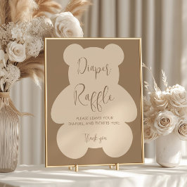 Bearly Wait Beige Baby Shower Windel-Raffle Poster