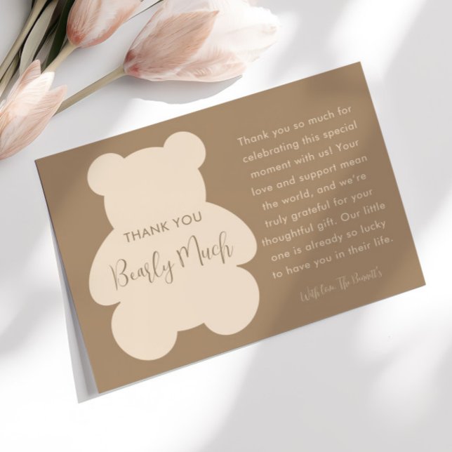 Bearly Wait Beige Teddy Bear Baby Shower Dankeskarte (Von Creator hochgeladen)