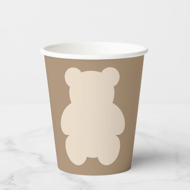 Bearly Wait Beige Teddy Bear Baby Shower Pappbecher (Vorderseite)
