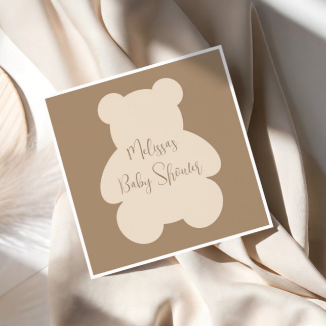 Bearly Wait Beige Teddy Bear Baby Shower Serviette (Von Creator hochgeladen)