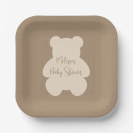 Bearly Wait Beige Teddybär-Baby-Party Pappteller