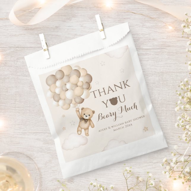 Bearly Wait Brown Bear Balloon Baby Dusche Geschenktütchen (Ausgeschnitten)